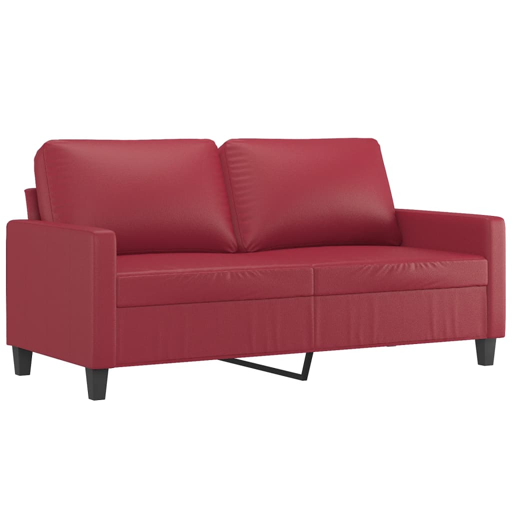 Ensemble de canapés 2 pcs et coussins Rouge bordeaux Similicuir