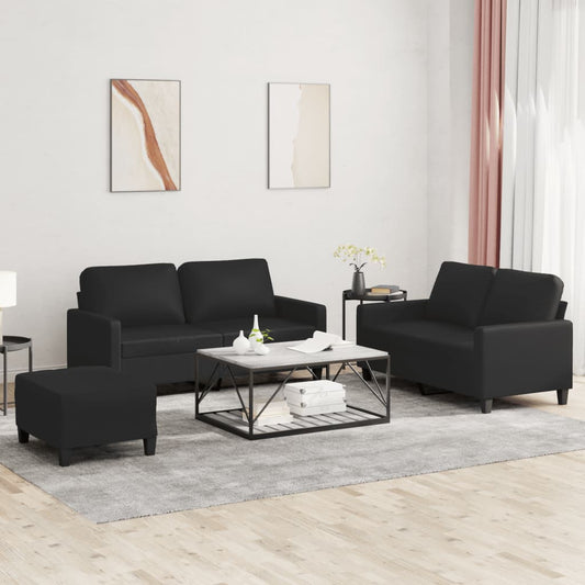 Ensemble de canapés 3 pcs avec coussins Noir Similicuir