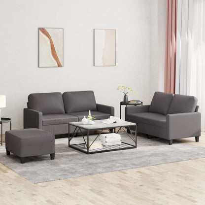 Ensemble de canapés 3 pcs avec coussins Gris Similicuir