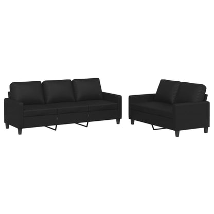 Ensemble de canapés 2 pcs avec coussins Noir Similicuir