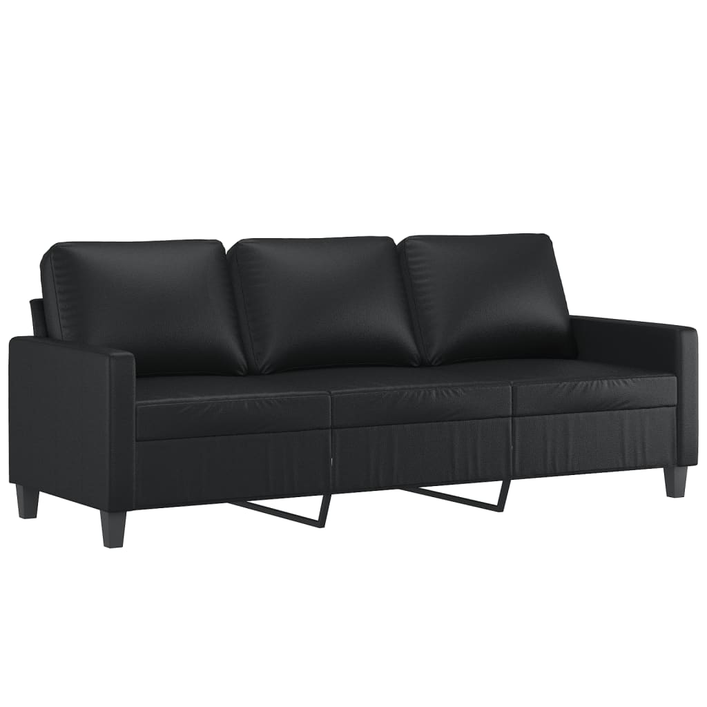 Ensemble de canapés 2 pcs avec coussins Noir Similicuir