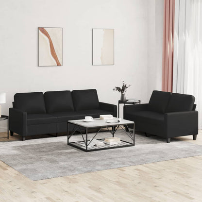 Ensemble de canapés 2 pcs avec coussins Noir Similicuir