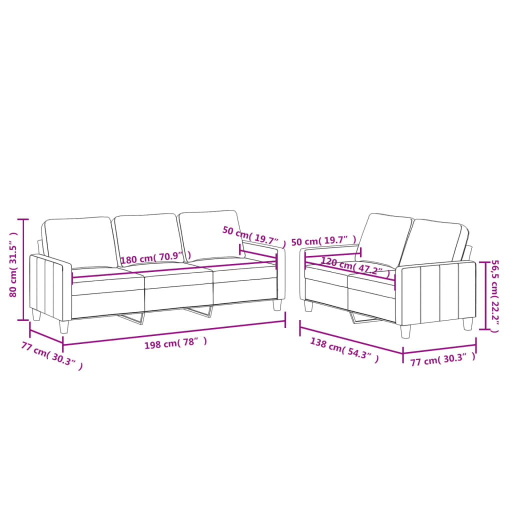 Ensemble de canapés 2 pcs avec coussins Gris Similicuir