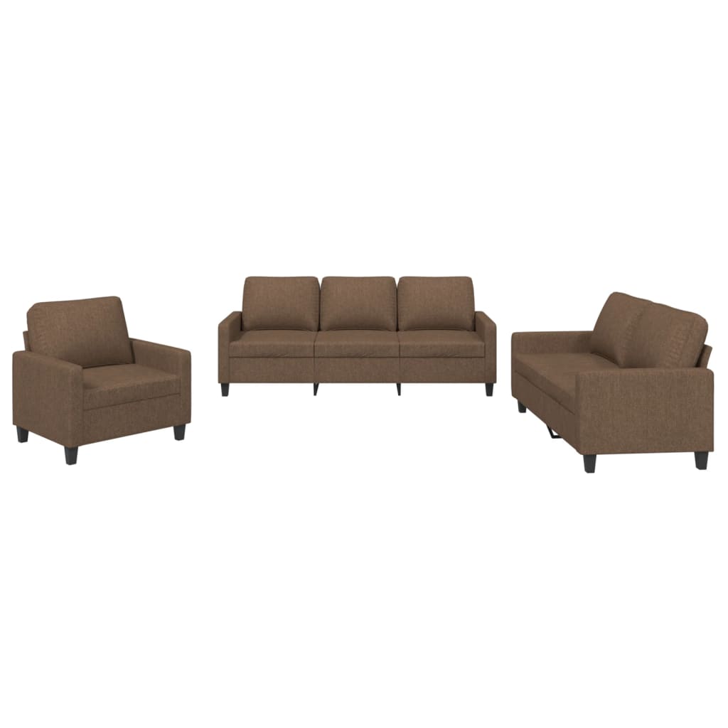 Ensemble de canapés 3 pcs avec coussins Marron Tissu