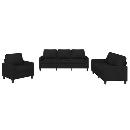 Ensemble de canapés 3 pcs avec coussins Noir Tissu