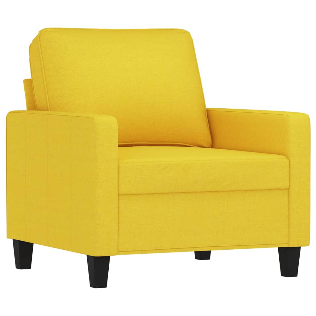 Ensemble de canapés 3 pcs avec coussins Jaune clair Tissu