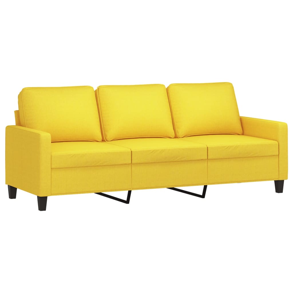 Ensemble de canapés 3 pcs avec coussins Jaune clair Tissu