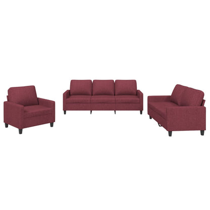 Ensemble de canapés 3 pcs avec coussins Rouge bordeaux Tissu