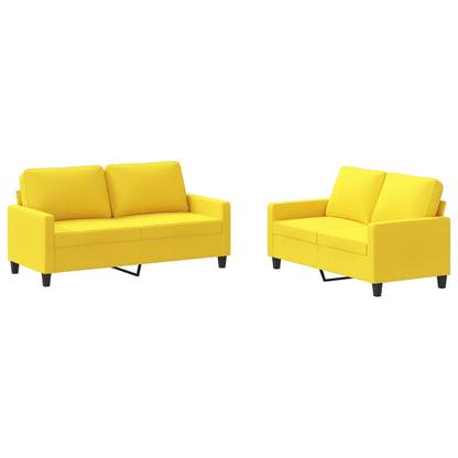 Ensemble de canapés 2 pcs avec coussins Jaune clair Tissu