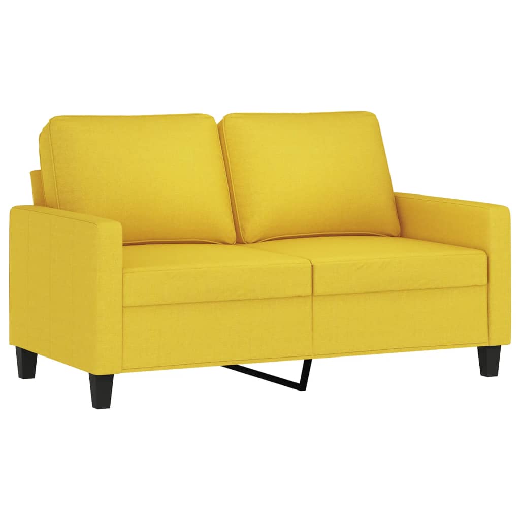 Ensemble de canapés 2 pcs avec coussins Jaune clair Tissu