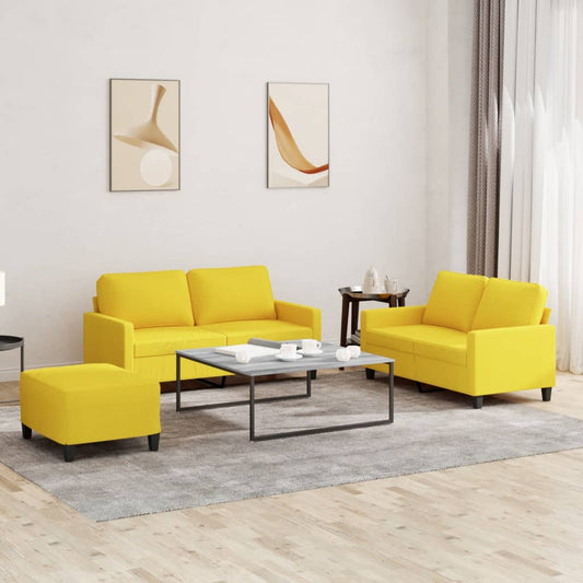 Ensemble de canapés 3 pcs avec coussins Jaune clair Tissu