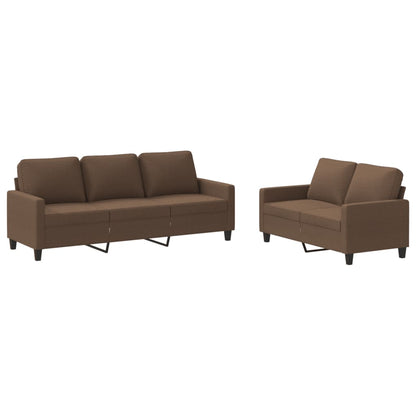 Ensemble de canapés 2 pcs avec coussins Marron Tissu