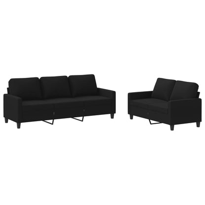 Ensemble de canapés 2 pcs avec coussins Noir Tissu