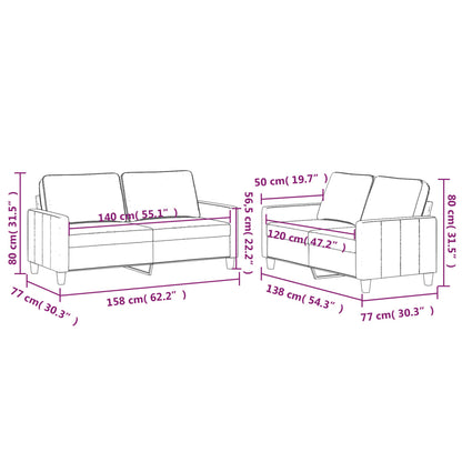 Ensemble de canapés 2 pcs avec coussins Gris clair Velours