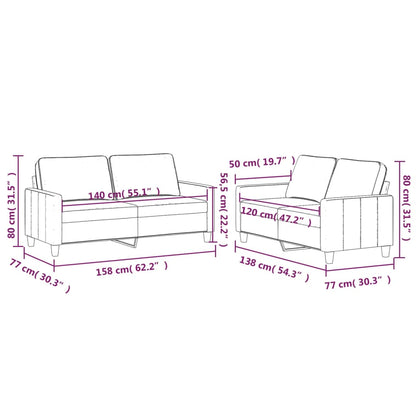 Ensemble de canapés 2 pcs avec coussins Gris foncé Velours