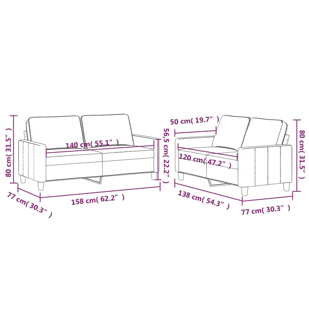 Ensemble de canapés 2 pcs avec coussins Jaune Velours