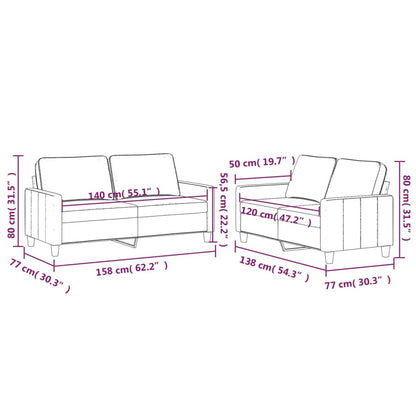 Ensemble de canapés 2 pcs avec coussins Jaune Velours