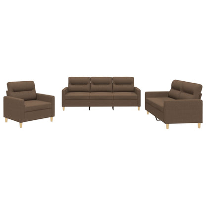 Ensemble de canapés 3 pcs avec coussins Marron Tissu