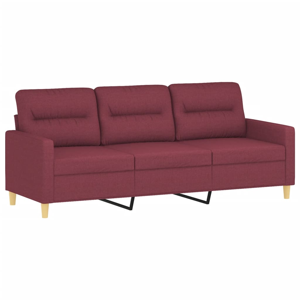 Ensemble de canapés 3 pcs avec coussins Rouge bordeaux Tissu