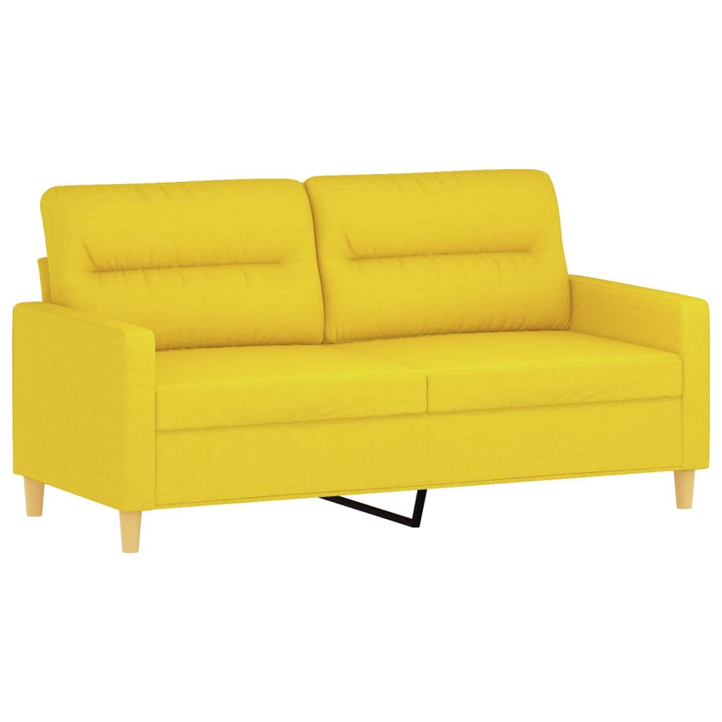 Ensemble de canapés 2 pcs avec coussins Jaune clair Tissu