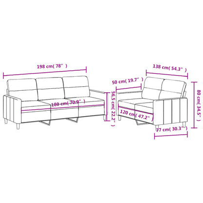 Ensemble de canapés 2 pcs avec coussins Gris clair Tissu