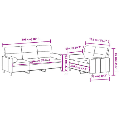 Ensemble de canapés 2 pcs coussins gris clair tissu