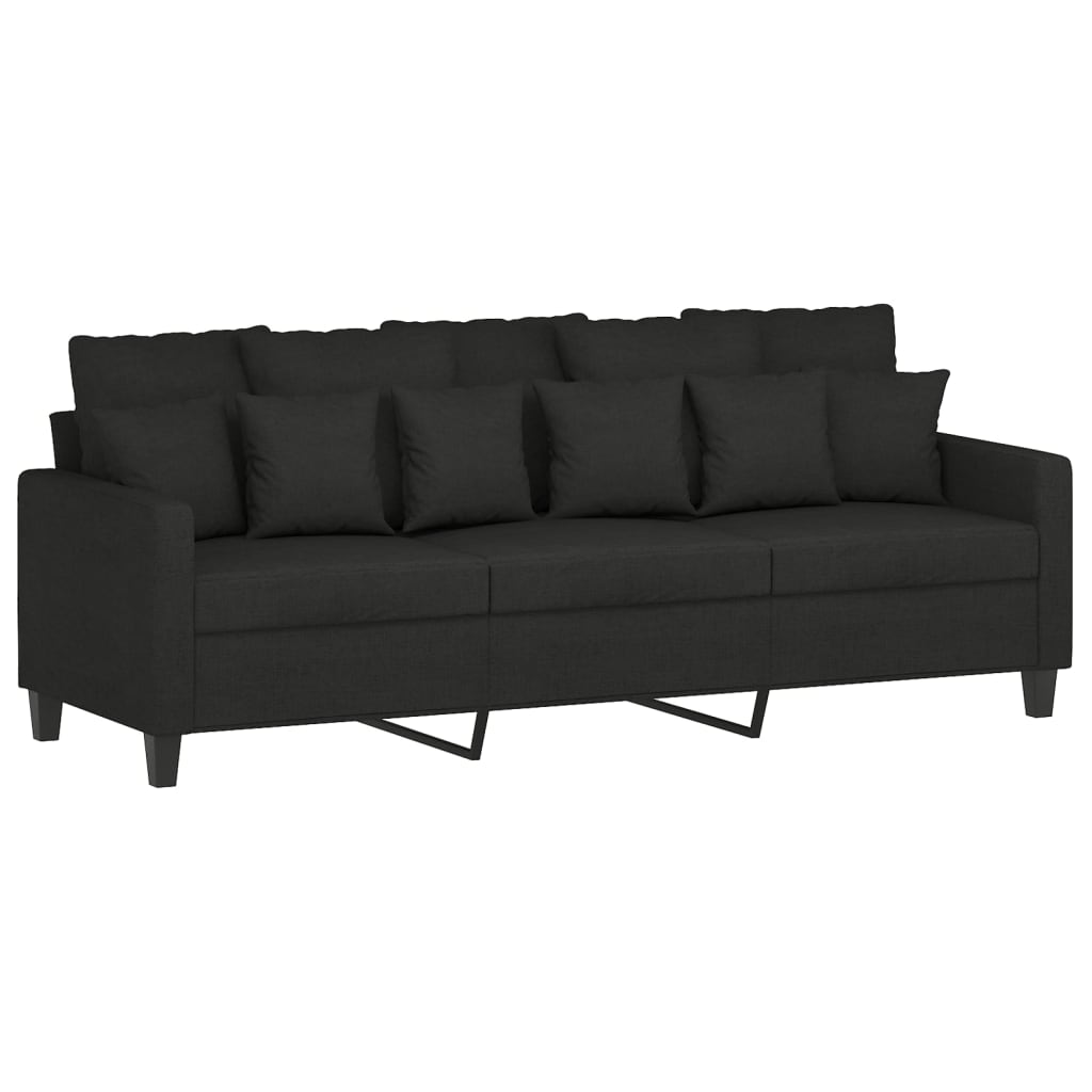 Ensemble de canapés 3 pcs avec coussins noir tissu