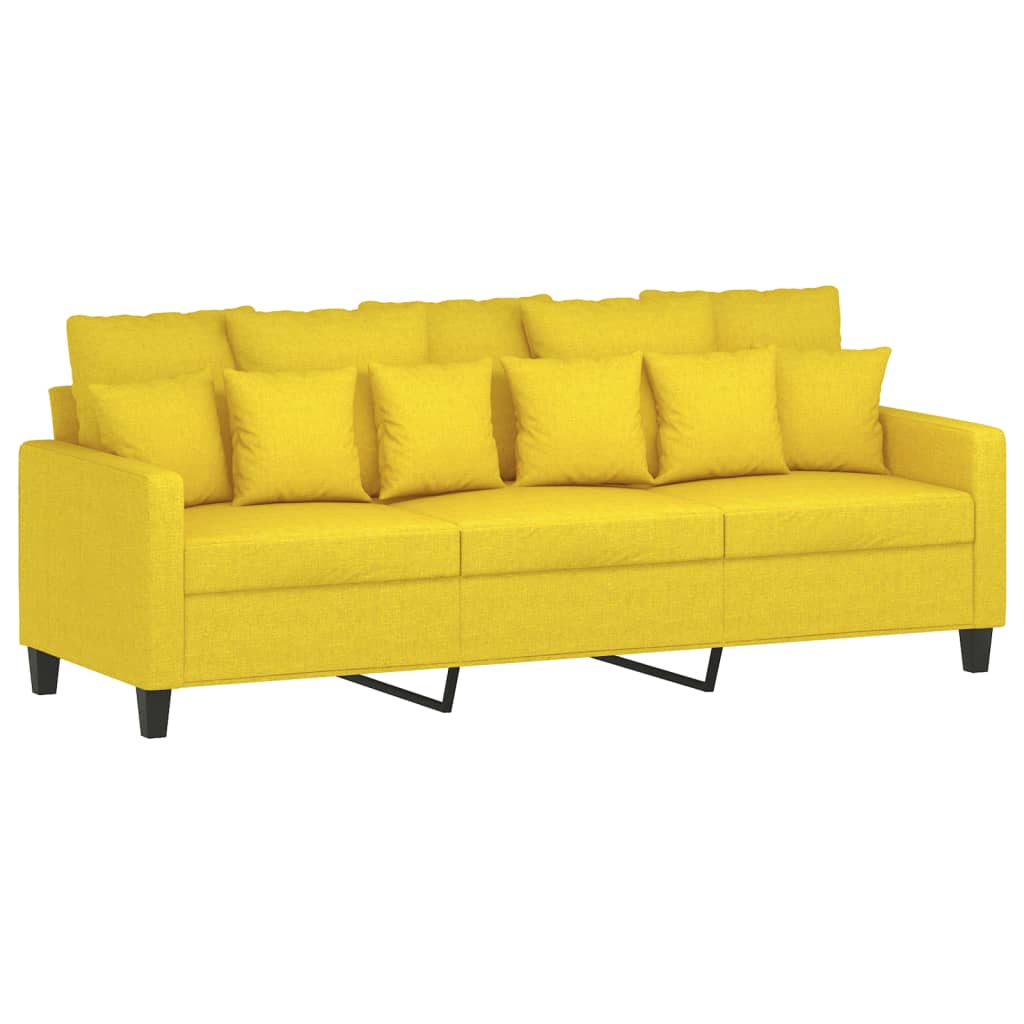 Ensemble de canapés 3 pcs avec coussins jaune clair tissu