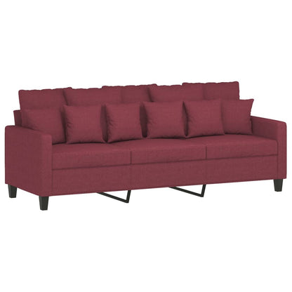 Ensemble de canapés 3 pcs avec coussins rouge bordeaux tissu