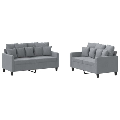 Ensemble de canapés 2 pcs avec coussins Gris clair Tissu