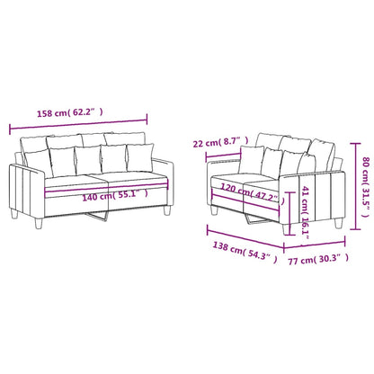 Ensemble de canapés 2 pcs avec coussins Gris foncé Tissu