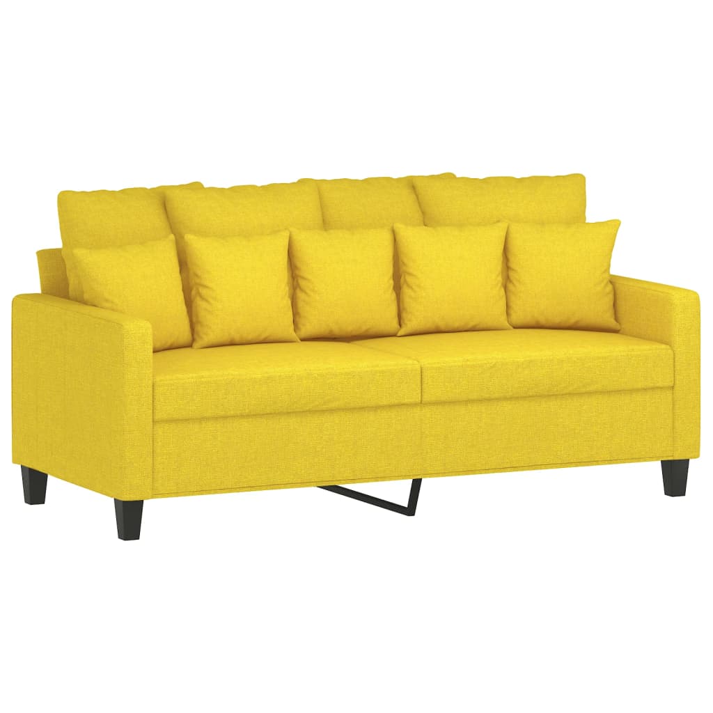 Ensemble de canapés 2 pcs avec coussins Jaune clair Tissu