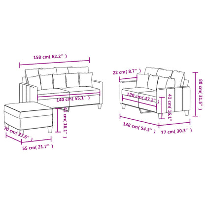 Ensemble de canapés 3 pcs avec coussins Jaune clair Tissu