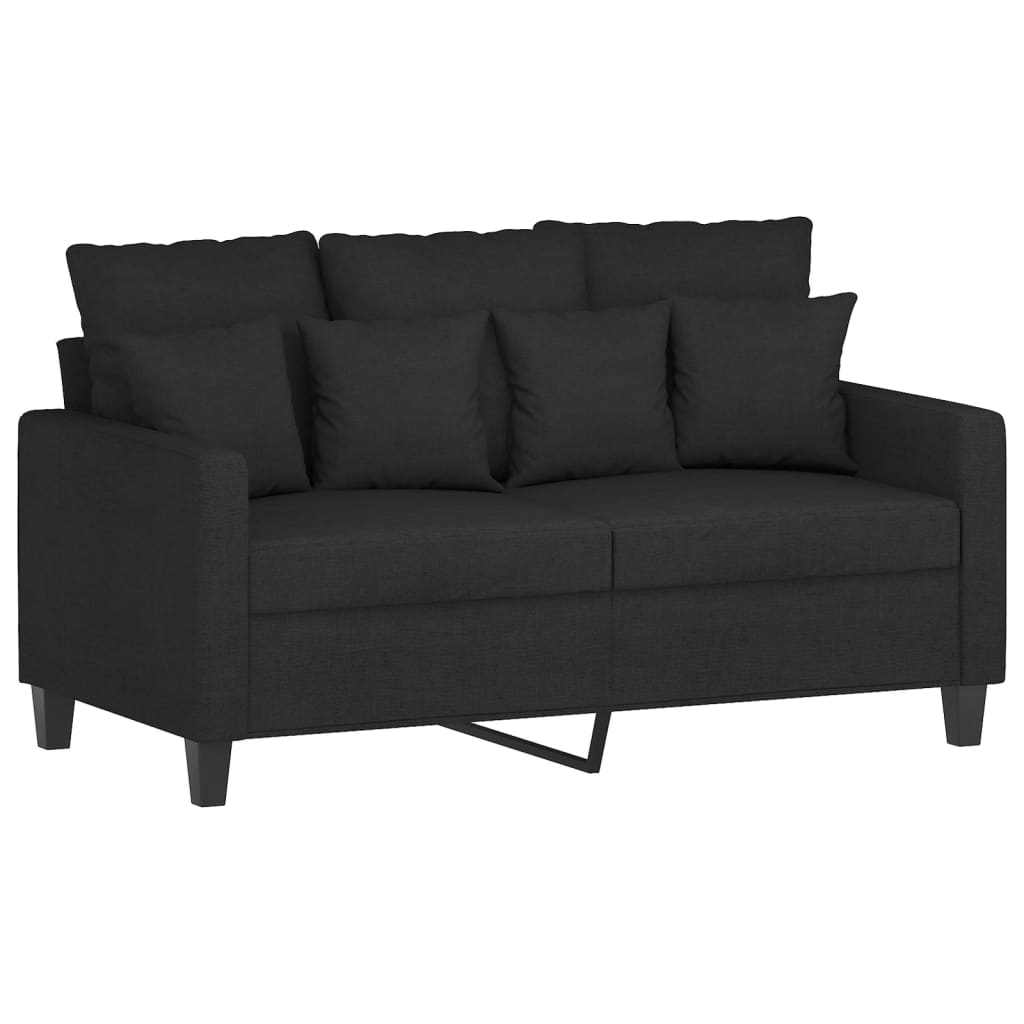 Ensemble de canapés 2 pcs avec coussins Noir Tissu