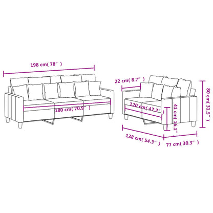 Ensemble de canapés 2 pcs avec coussins Jaune clair Tissu