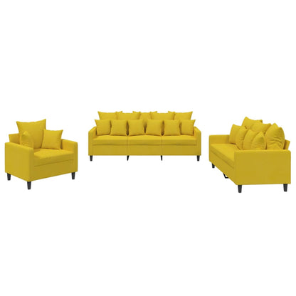 Ensemble de canapés 3 pcs avec coussins Jaune Velours