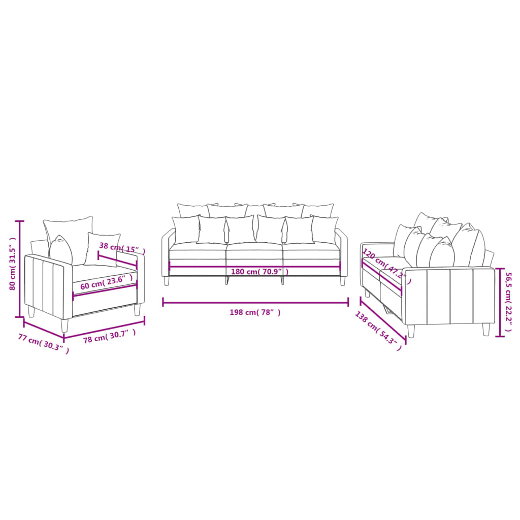 Ensemble de canapés 3 pcs avec coussins Jaune Velours