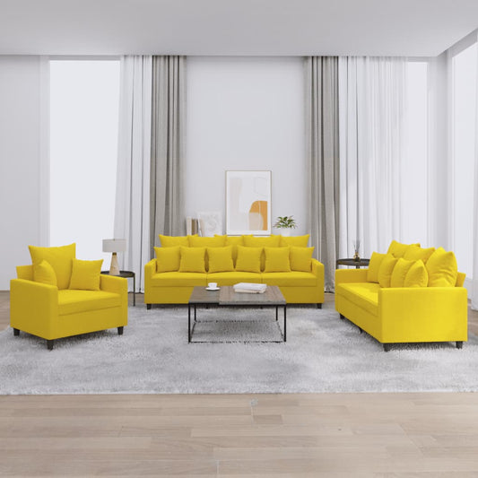 Ensemble de canapés 3 pcs avec coussins Jaune Velours