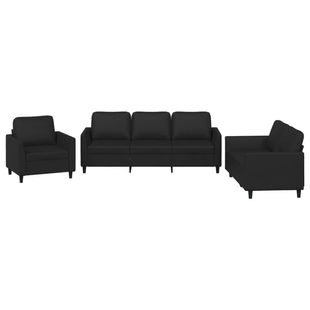 Ensemble de canapés 3 pcs avec coussins Noir Similicuir