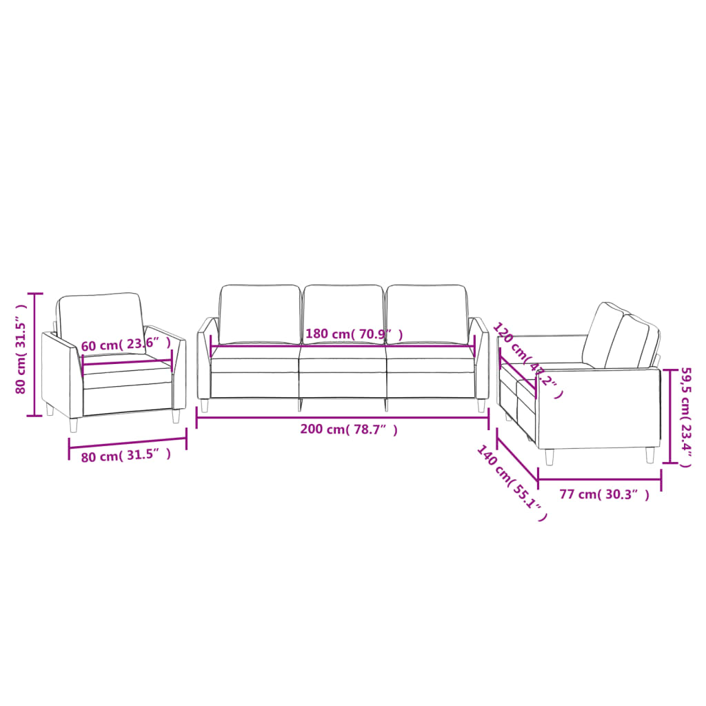 Ensemble de canapés 3 pcs avec coussins Noir Similicuir