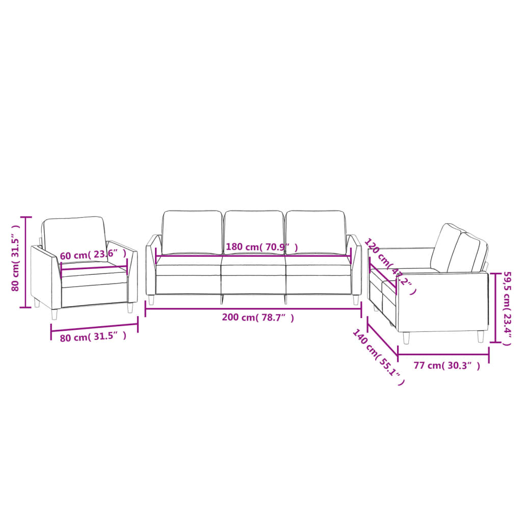 Ensemble de canapés 3 pcs avec coussins Gris Similicuir