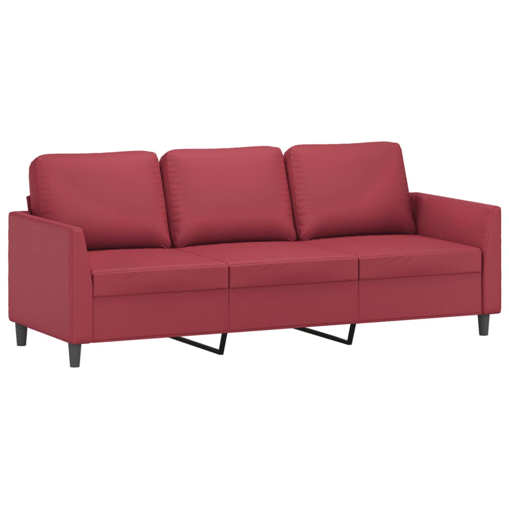 Ensemble de canapés 3 pcs et coussins Rouge bordeaux Similicuir