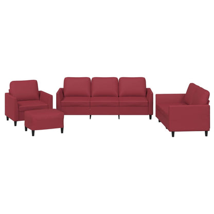 Ensemble de canapés 4 pcs et coussins Rouge bordeaux Similicuir