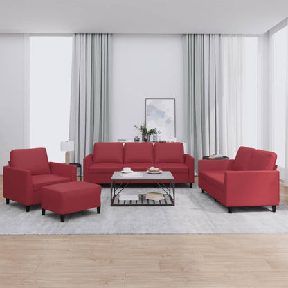 Ensemble de canapés 4 pcs et coussins Rouge bordeaux Similicuir