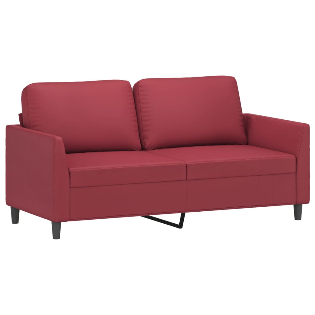 Ensemble de canapés 2 pcs et coussins Rouge bordeaux Similicuir