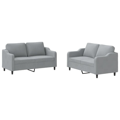 Ensemble de canapés 2 pcs avec coussins Gris clair Tissu