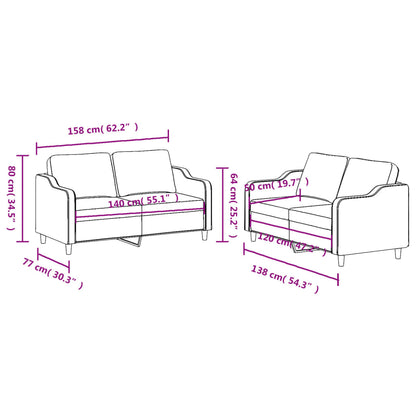 Ensemble de canapés 2 pcs avec coussins Jaune clair Tissu