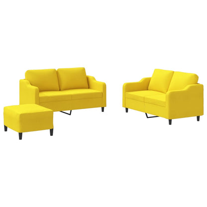 Ensemble de canapés 3 pcs avec coussins Jaune clair Tissu