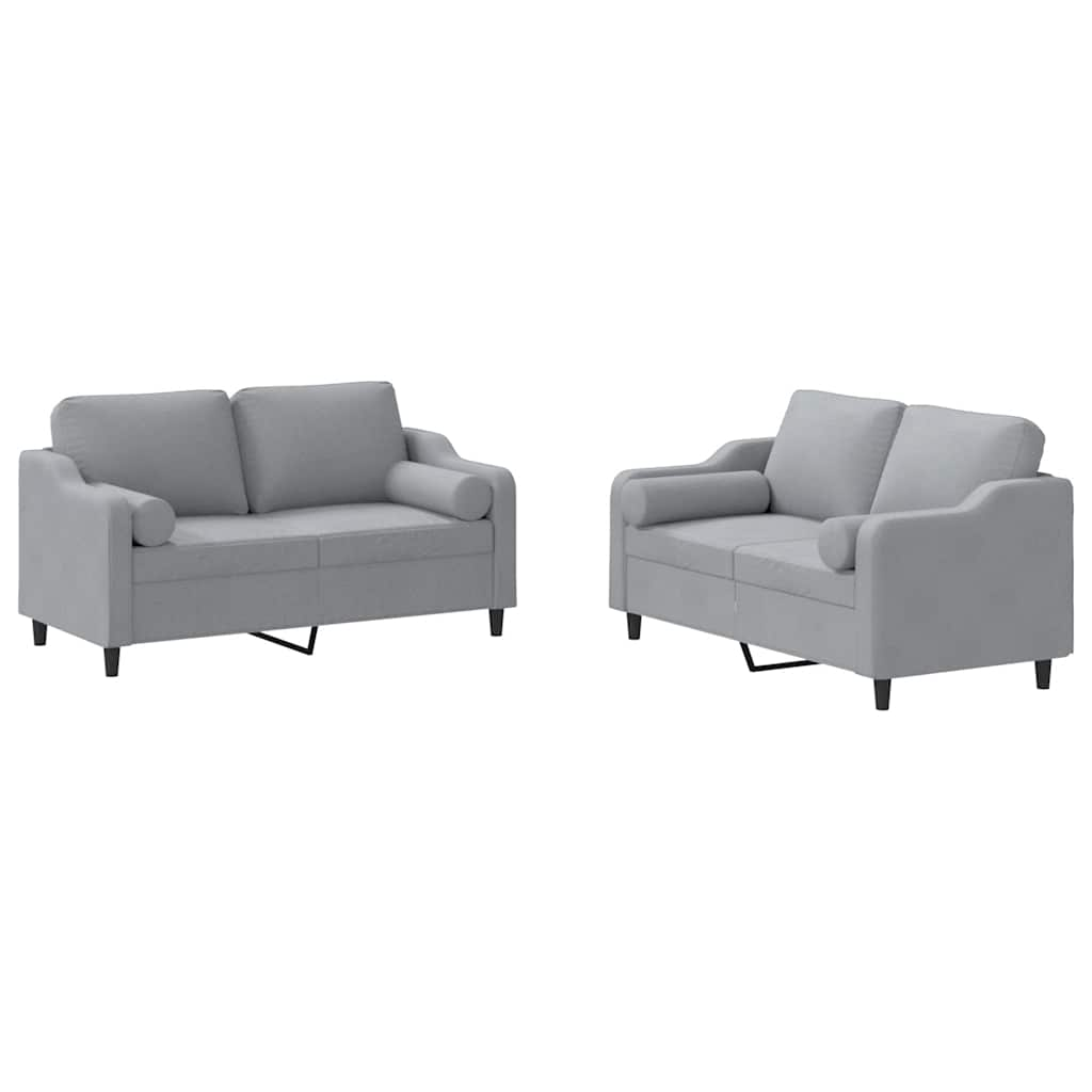 Ensemble de canapés 2 pcs coussins gris clair tissu