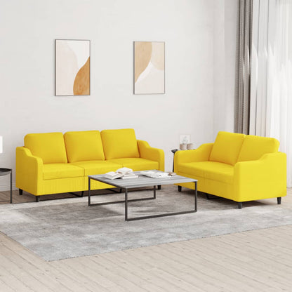 Ensemble de canapés 2 pcs avec coussins Jaune clair Tissu